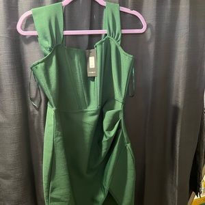 Emerald green corset mini dress